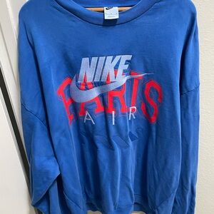 Nike Air 'Paris' Terry Fleece Blue Crew Sweatshirt, Size Medium  HQ1103-480